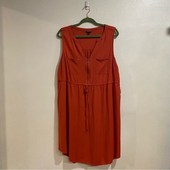 Torrid Brick Red Challis Zip Front Mini Shirt Dress Sz 14/16 - Picture 5 of 14